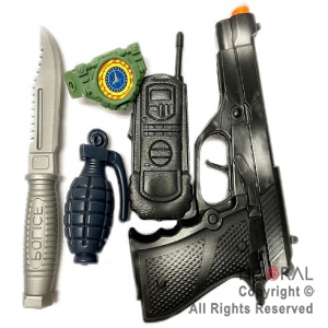 SET POLICIA REVOLVER GRANADA CUCHILLO HANDY x 1